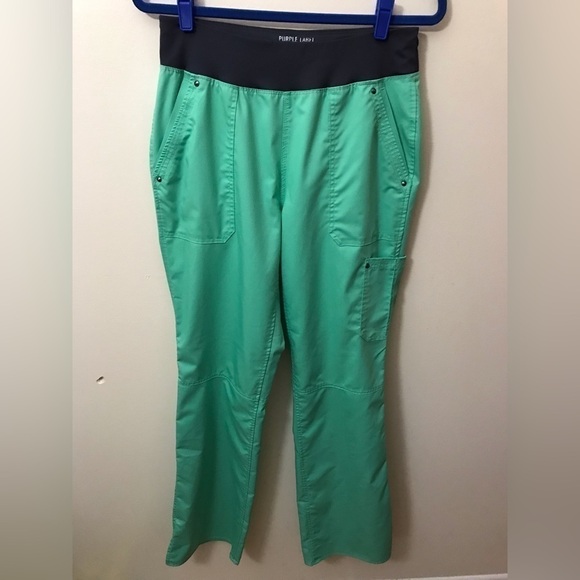 HEALING hands purple label tori womens mid rise stretch yoga scrub pants size ST - Picture 3 of 13